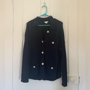 Women's Navy Blue Cardigan with White Buttons